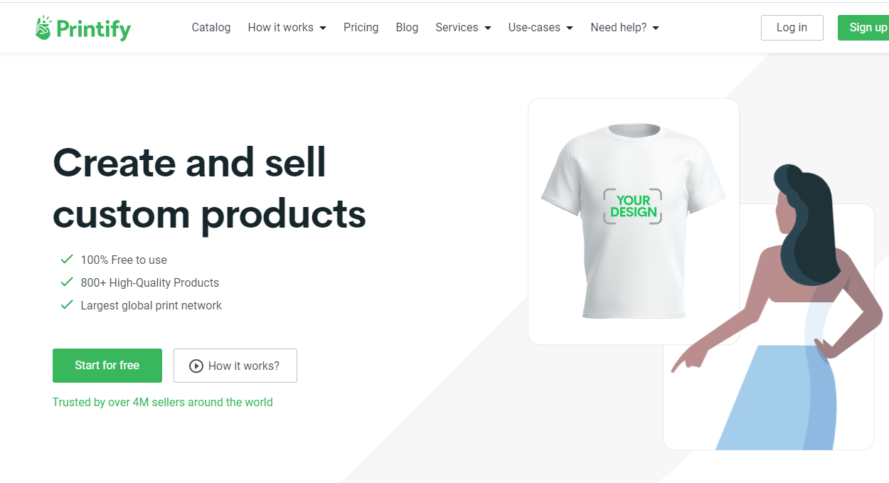 Printify catalog showing print-on-demand products