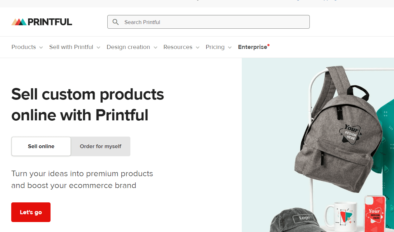 Printful print-on-demand page