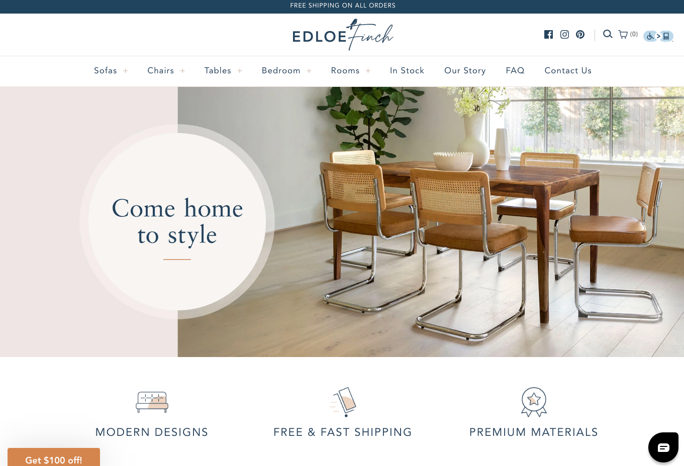 Edloe Finch website showing its furniture catalog and supplier information