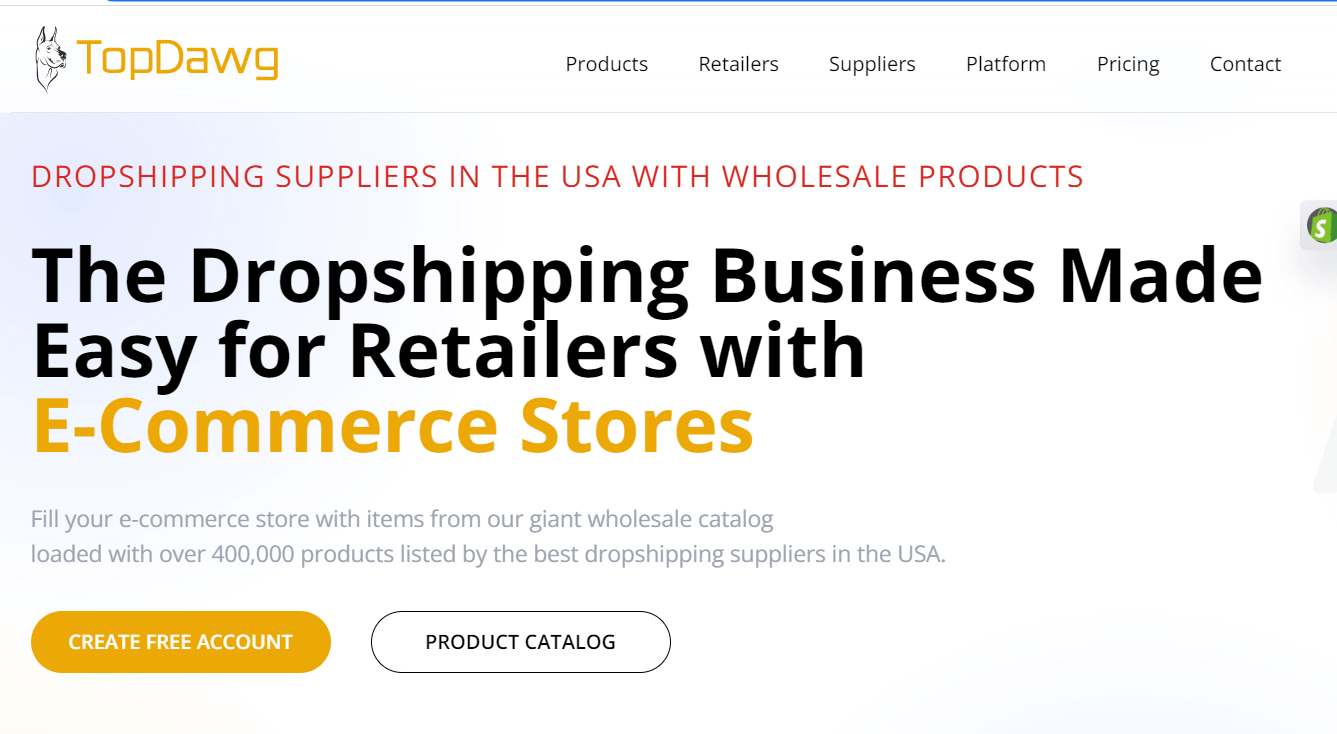 TopDawg pet supplies page showing its pet-product catalog or supplier workflow
