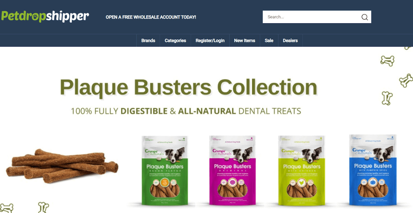 PetDropshipper supplier page showing its pet-product catalog or supplier workflow