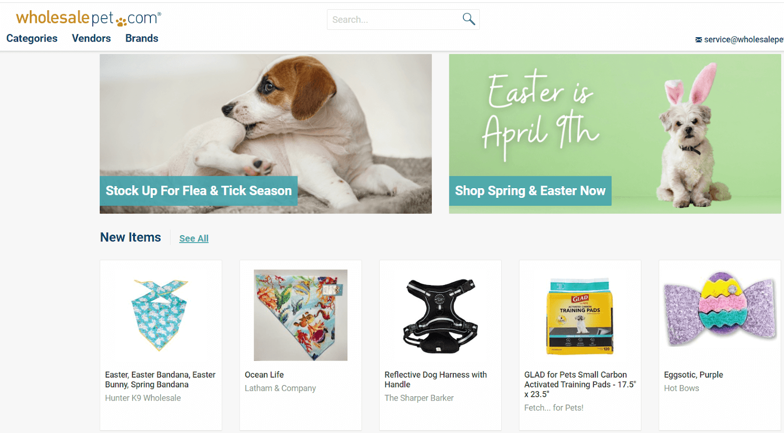 WholesalePet marketplace showing its pet-product catalog or supplier workflow