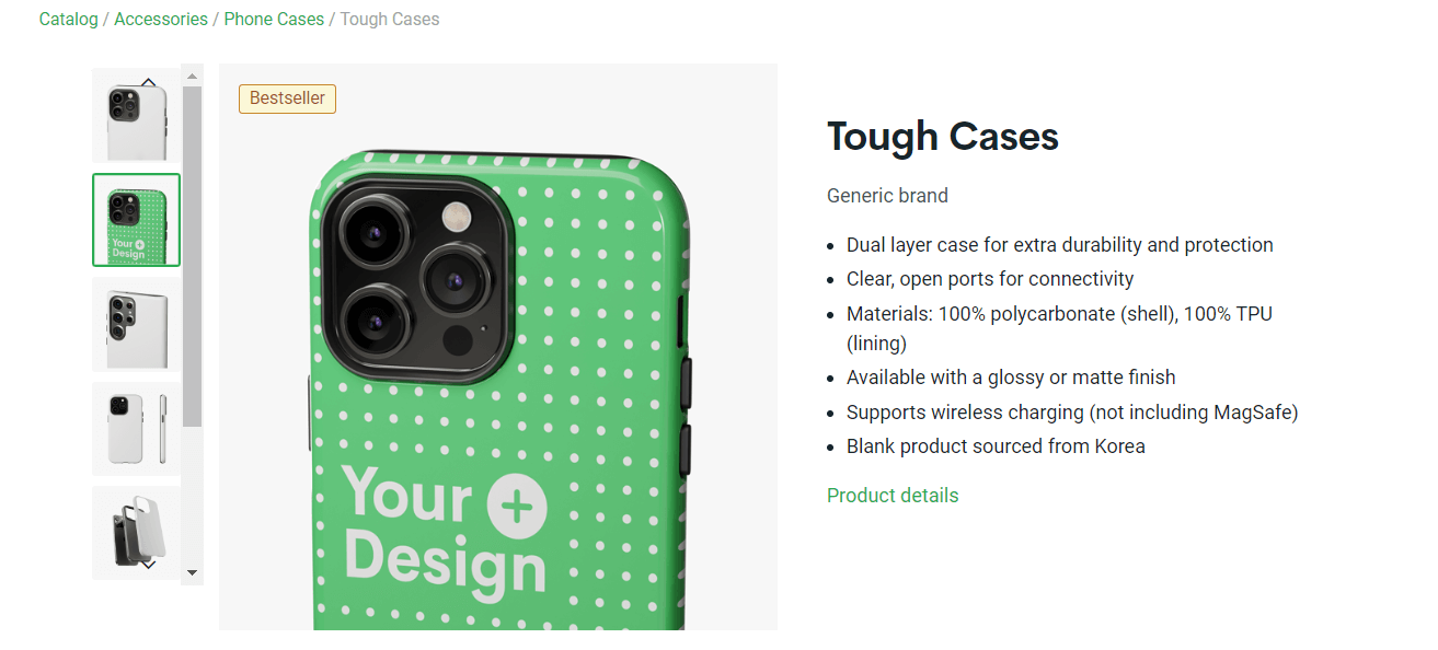 Private-label phone case examples in several colors and finishes
