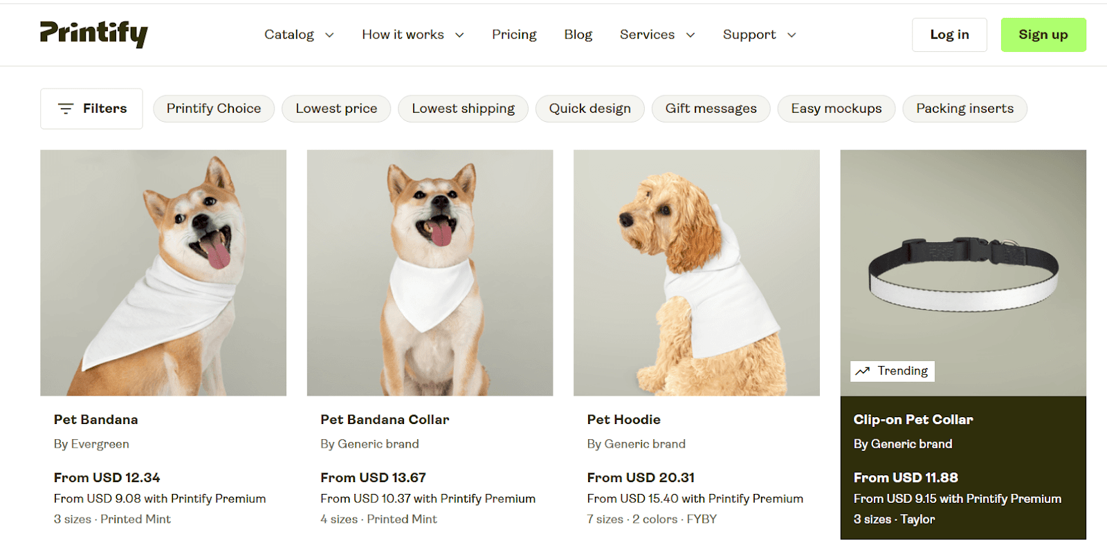 Pet products illustrating the product category