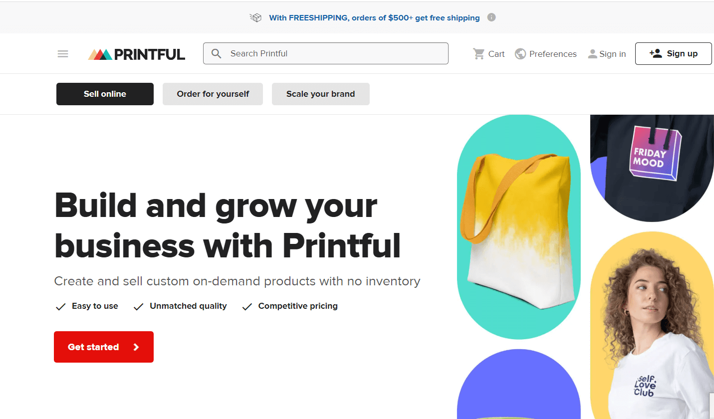 Printful supplier screen showing its Etsy production-partner workflow