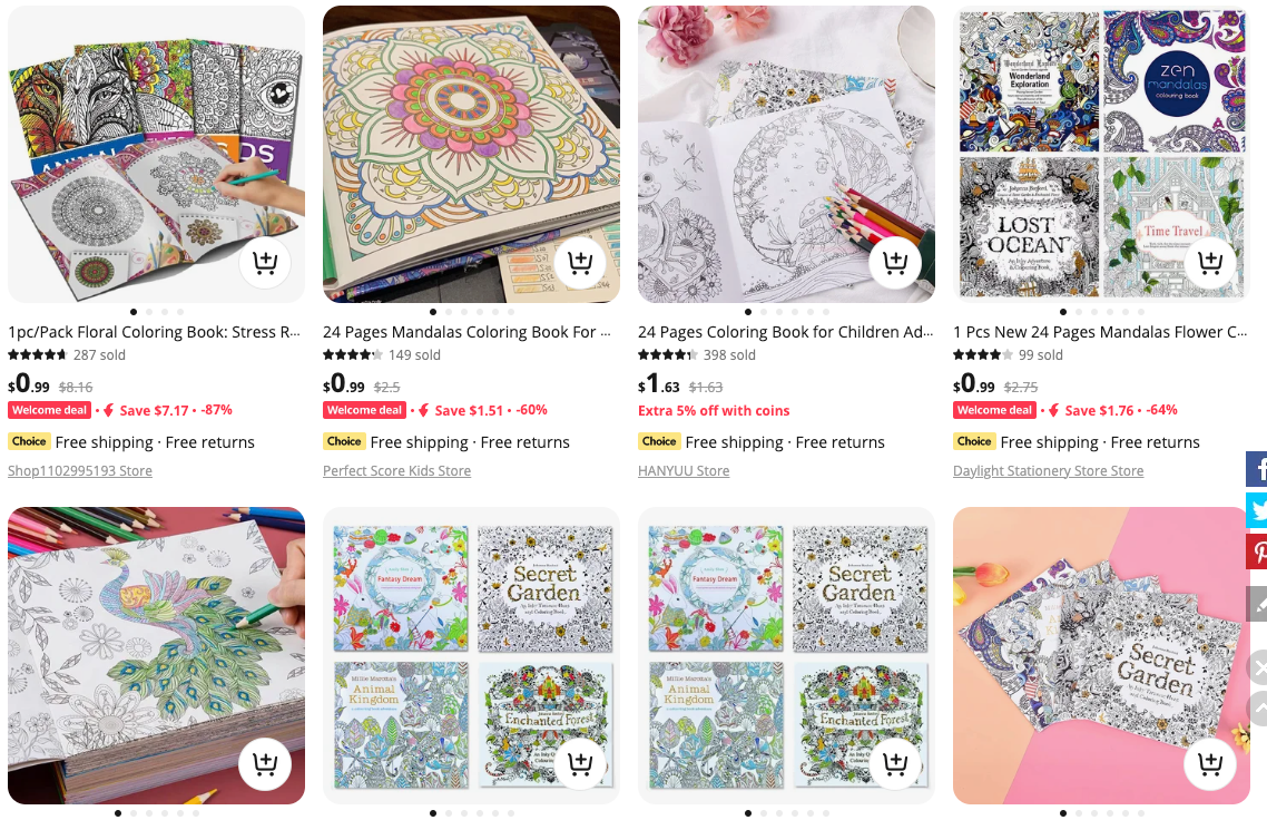 Adult coloring book illustrating a hobby-focused book-product candidate