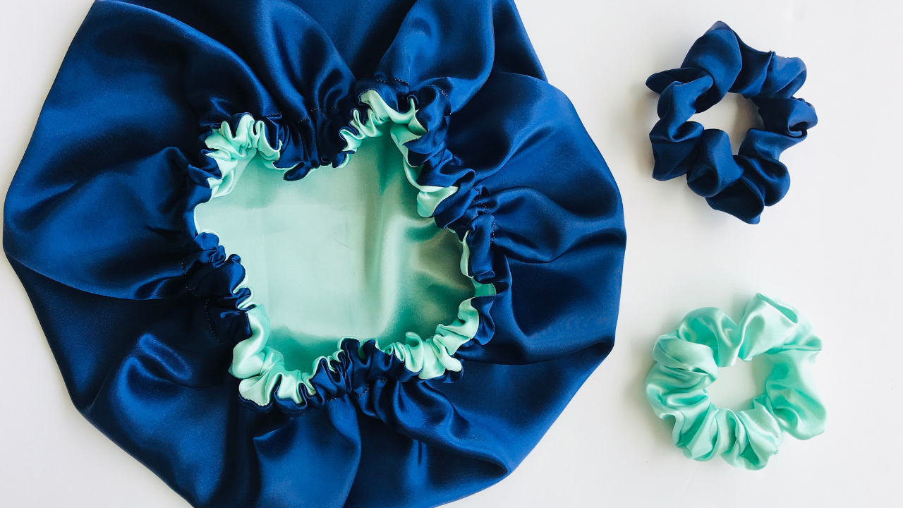 Silk-style sleeping bonnet illustrating a hair-accessory product candidate.