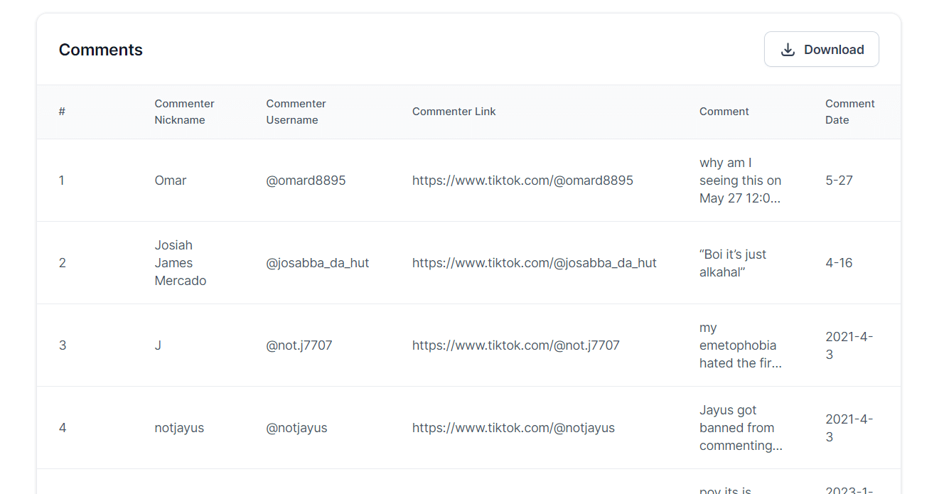 Browse AI extraction table showing structured competitor-page data