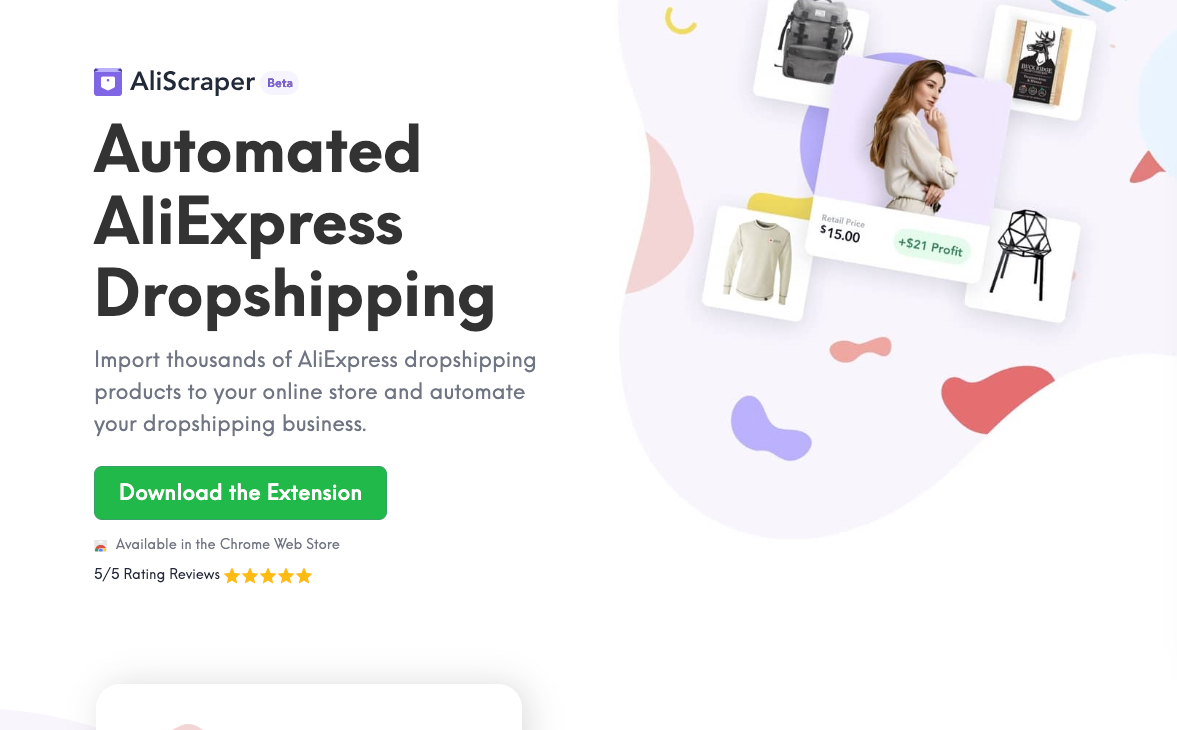 AliScraper by Spocket importing an AliExpress product