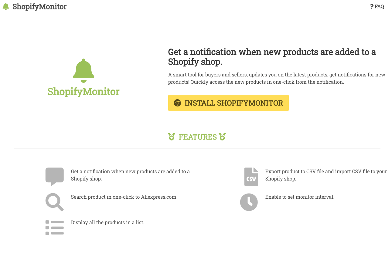 Shopify Monitor extension tracking competitor product updates