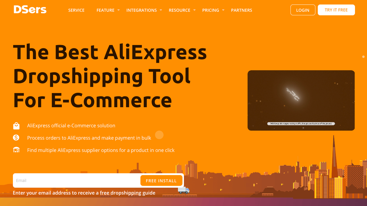 DSers extension connecting AliExpress products and store orders