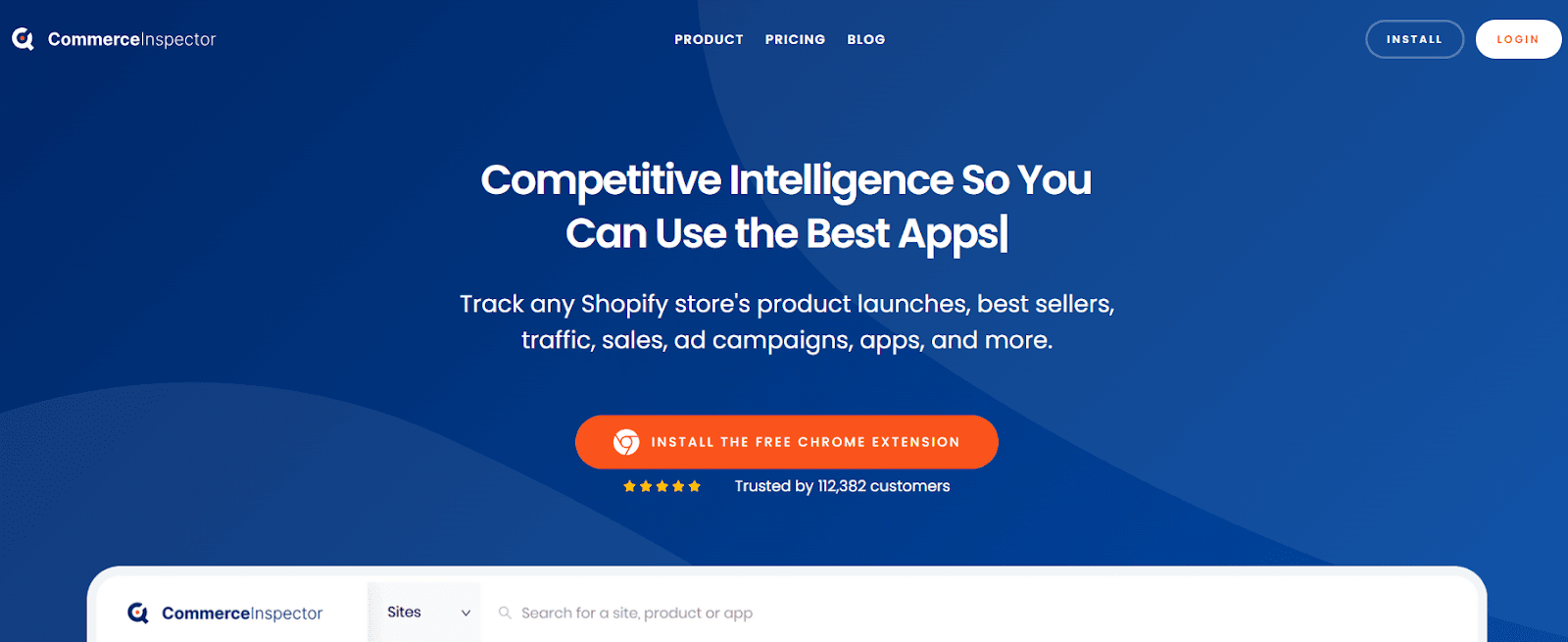Commerce Inspector browser extension showing Shopify store data