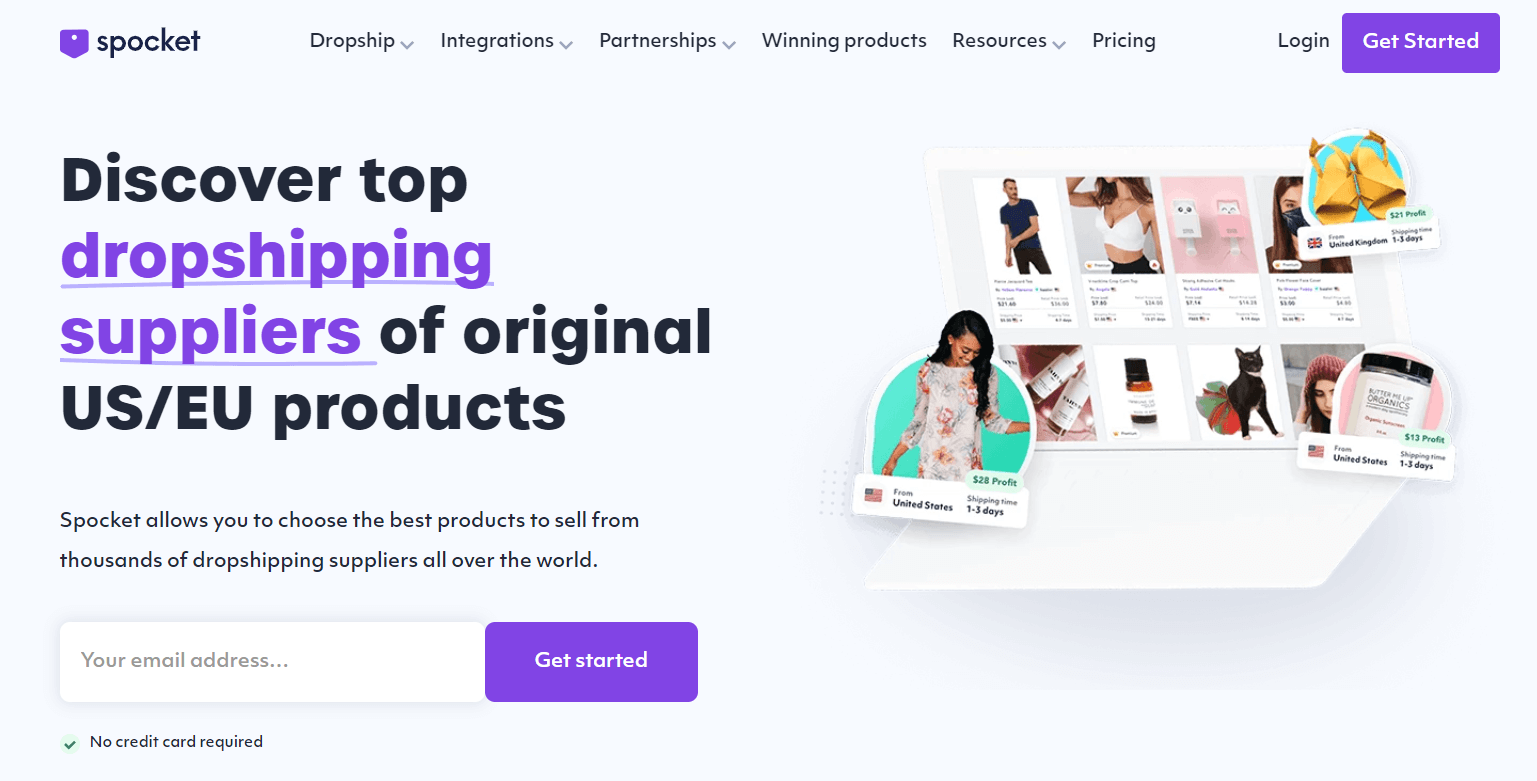 Spocket supplier and product import dashboard
