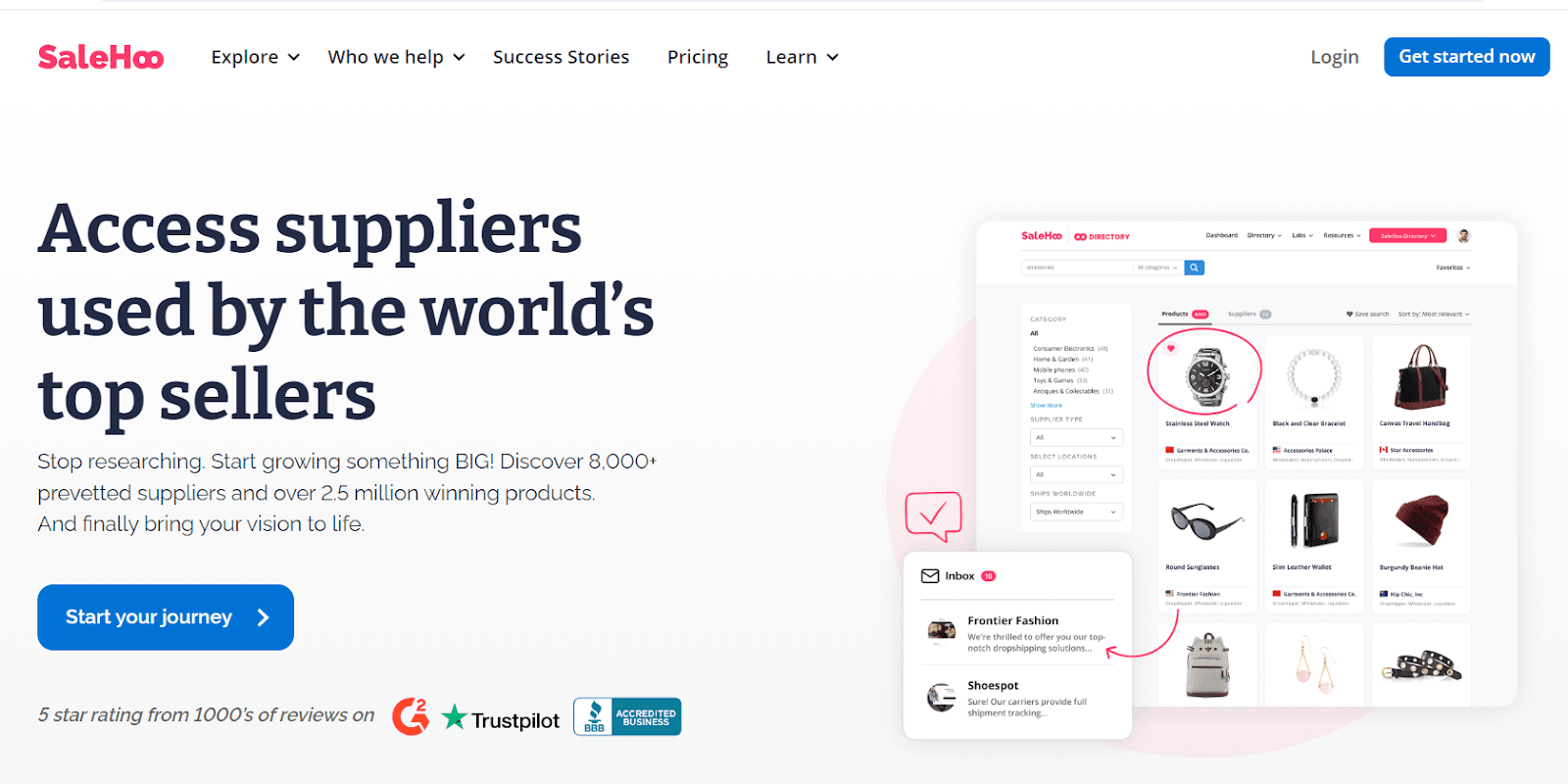 SaleHoo dashboard for finding products and vetted suppliers