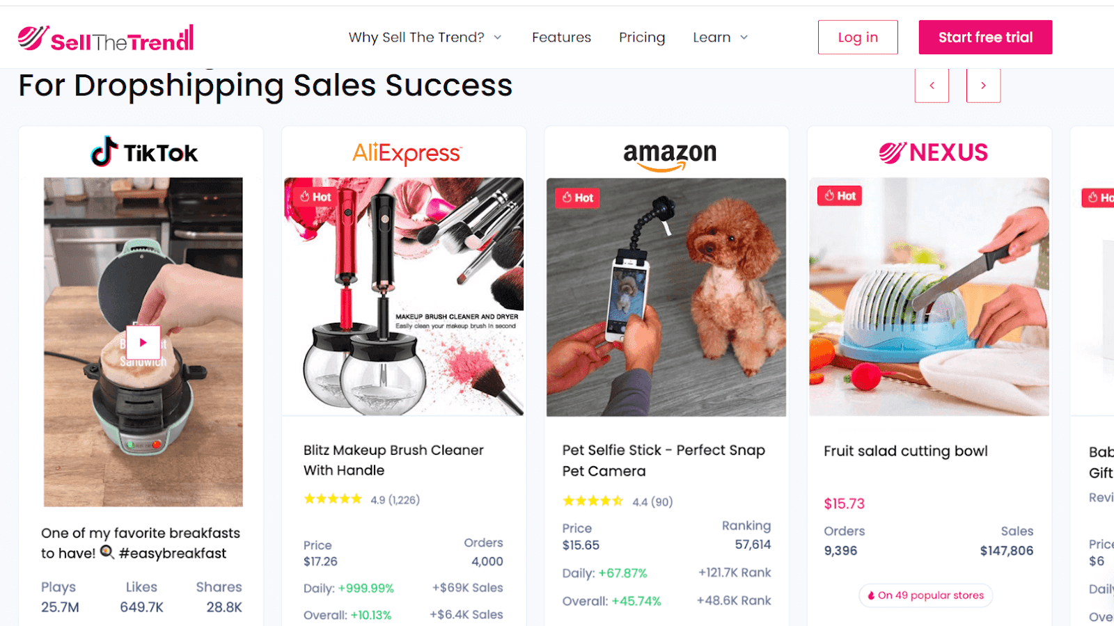 Sell The Trend dashboard combining product research and store tools