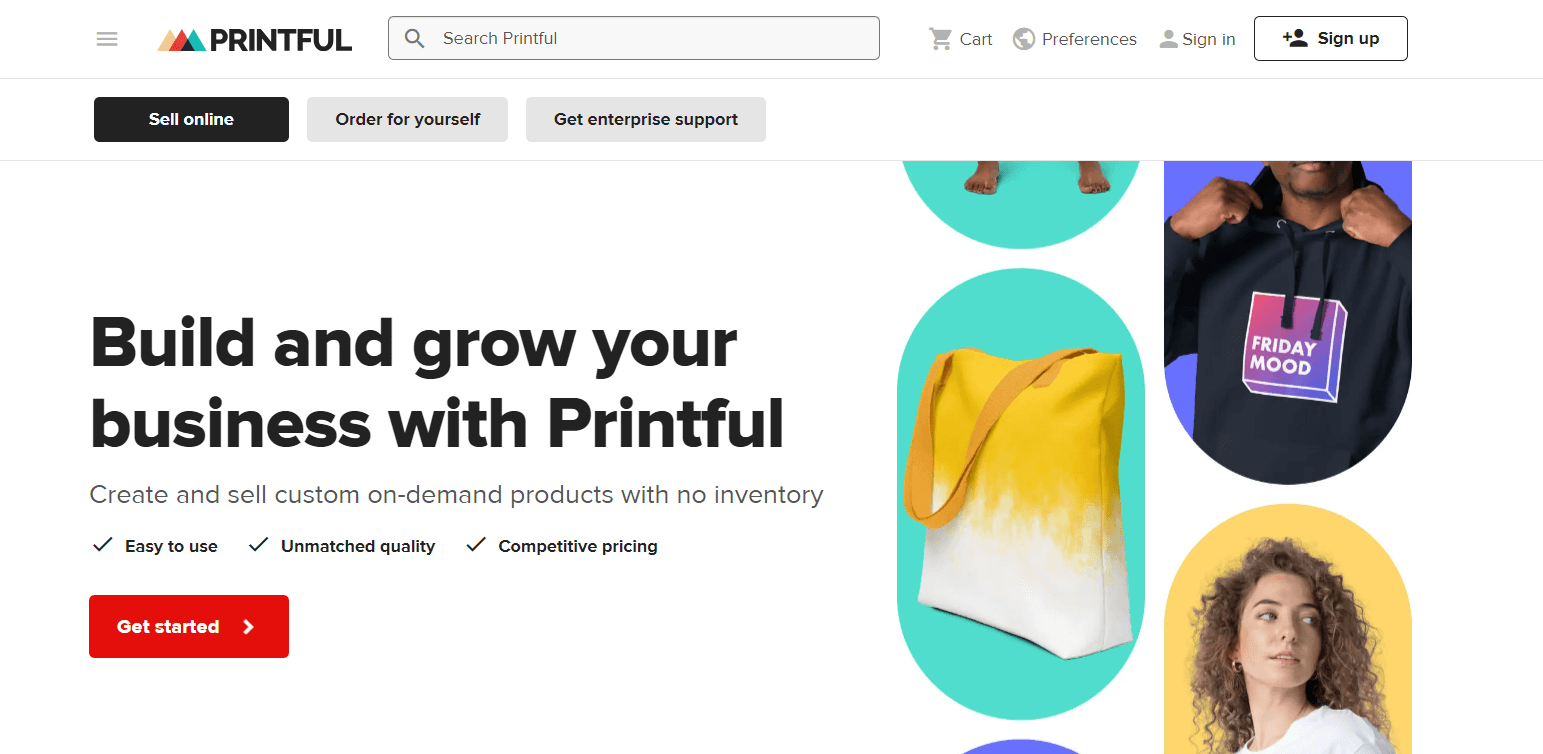 Printful dashboard for designing and fulfilling custom products