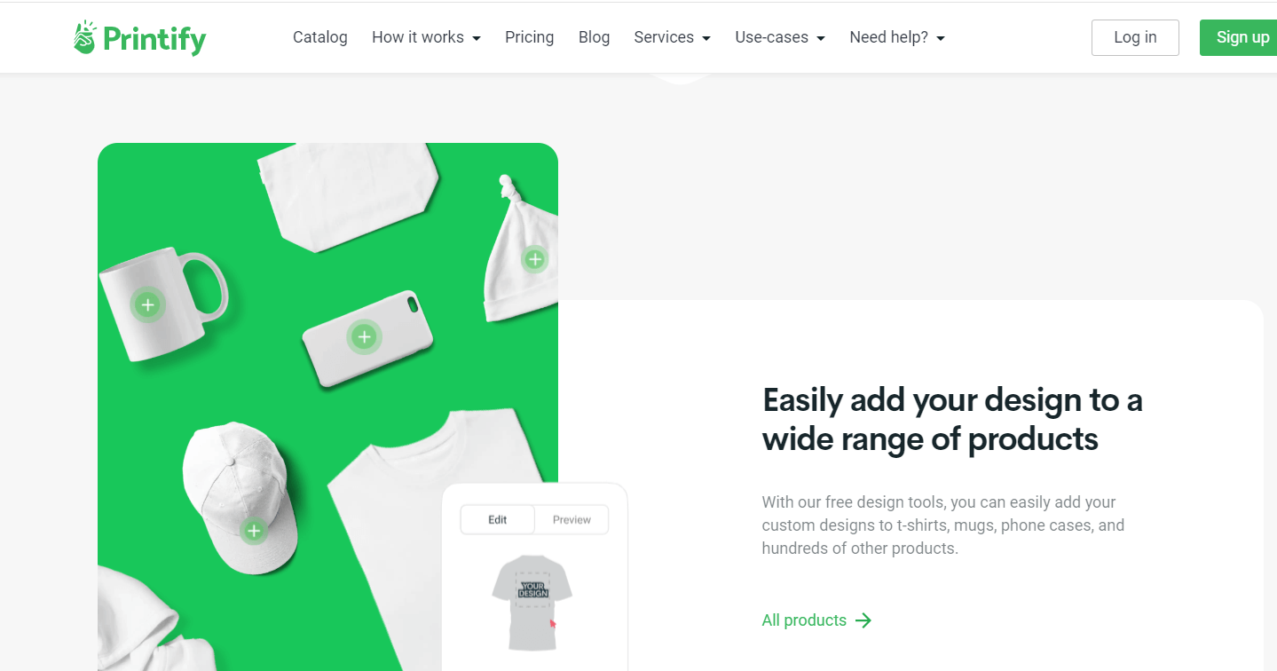 Printify dashboard for creating print-on-demand products