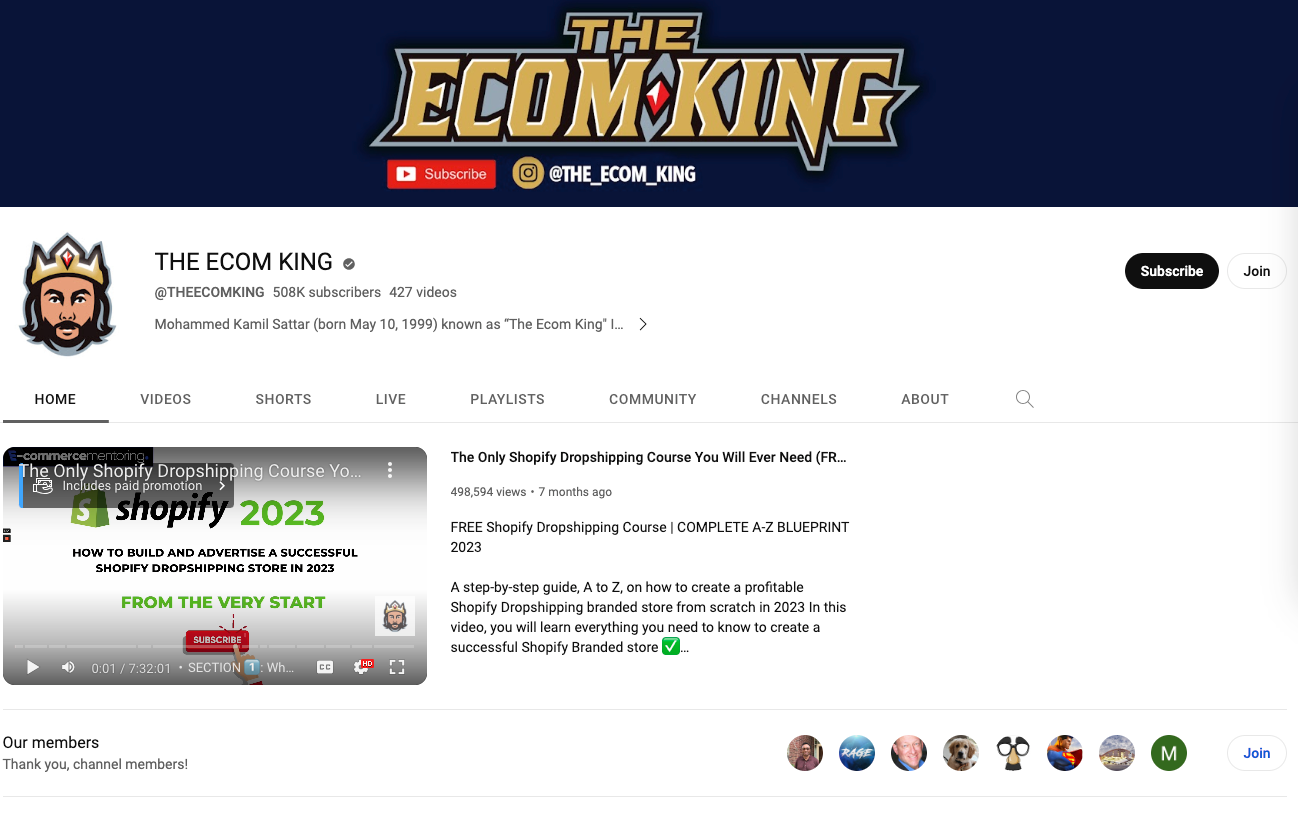 The Ecom King presenting a dropshipping lesson