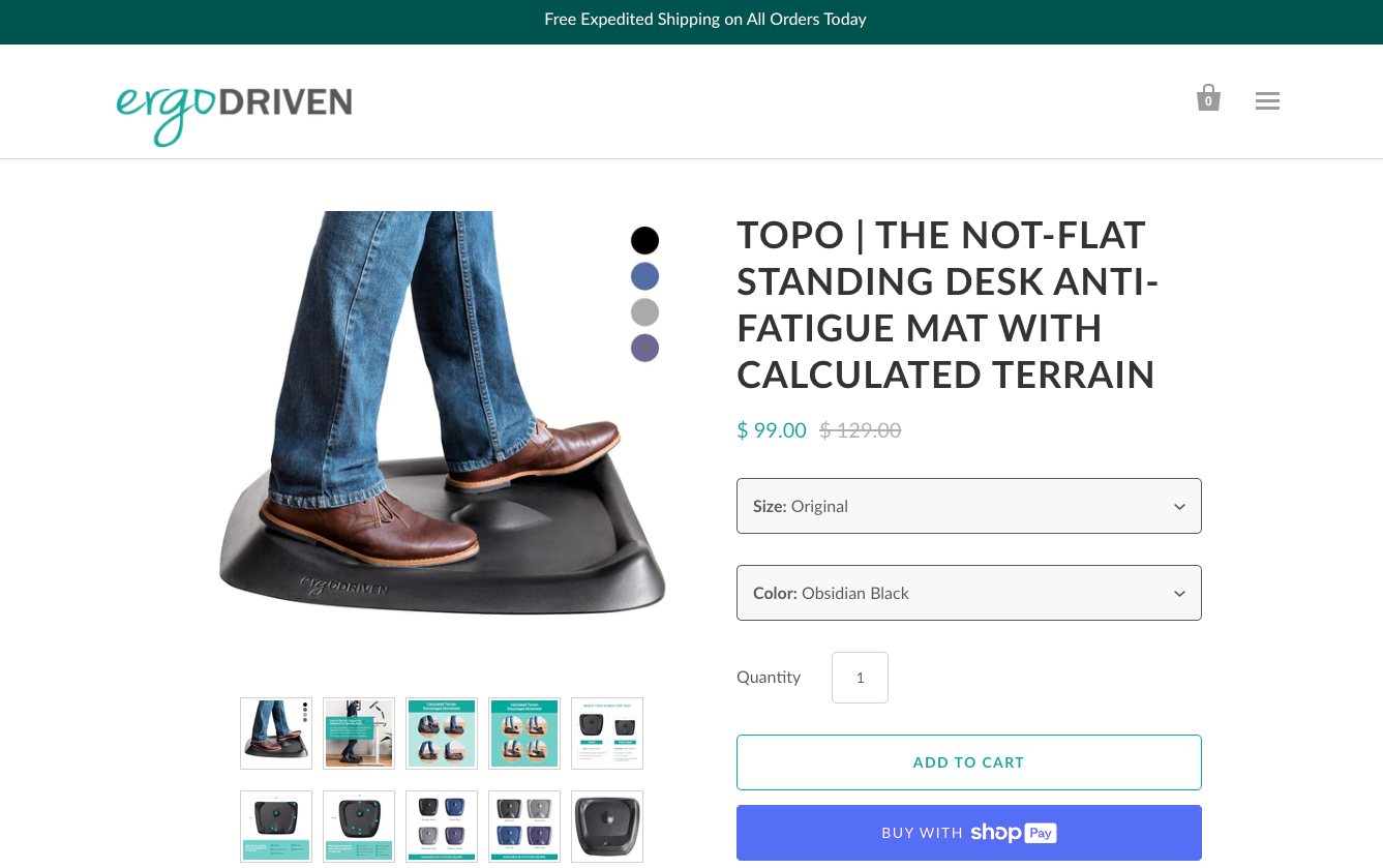 Ergo Driven's Topo standing-desk mat product page