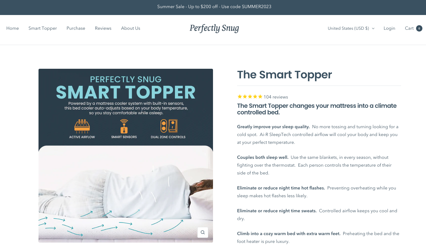 Perfectly Snug's temperature-controlled mattress topper
