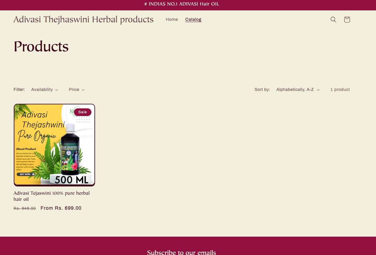 Adivasi Tejhaswini herbal hair oil product page