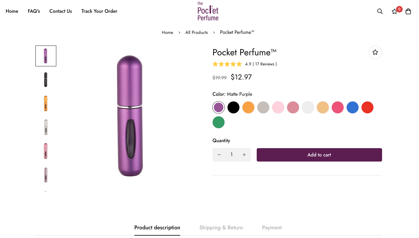 The Pocket Perfume travel atomizer product page