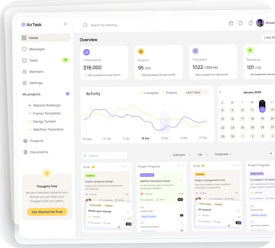The dashboard of a website with multiple dashboards.