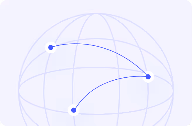 Illustration of a globe with three connected points linked by curved lines.