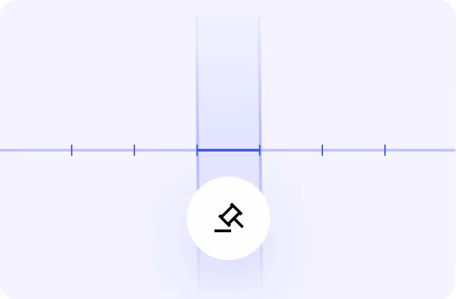 Icon of a pushpin centered on a horizontal slider with tick marks on a light background.