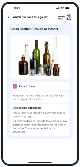 Australian Government Council App écran détail recyclage