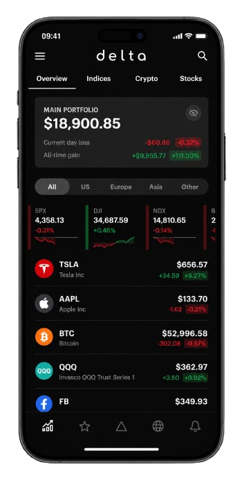 Delta crypto app écran 3