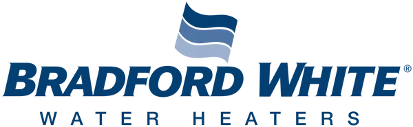 Bradford White Water Heaters logo with stylized blue flame above the company name.