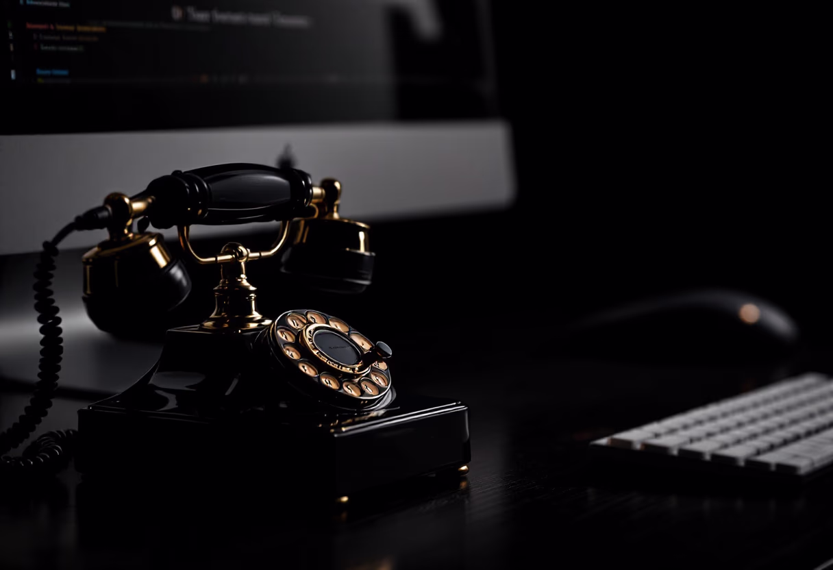 image of telephone and computer on desk for a law firm