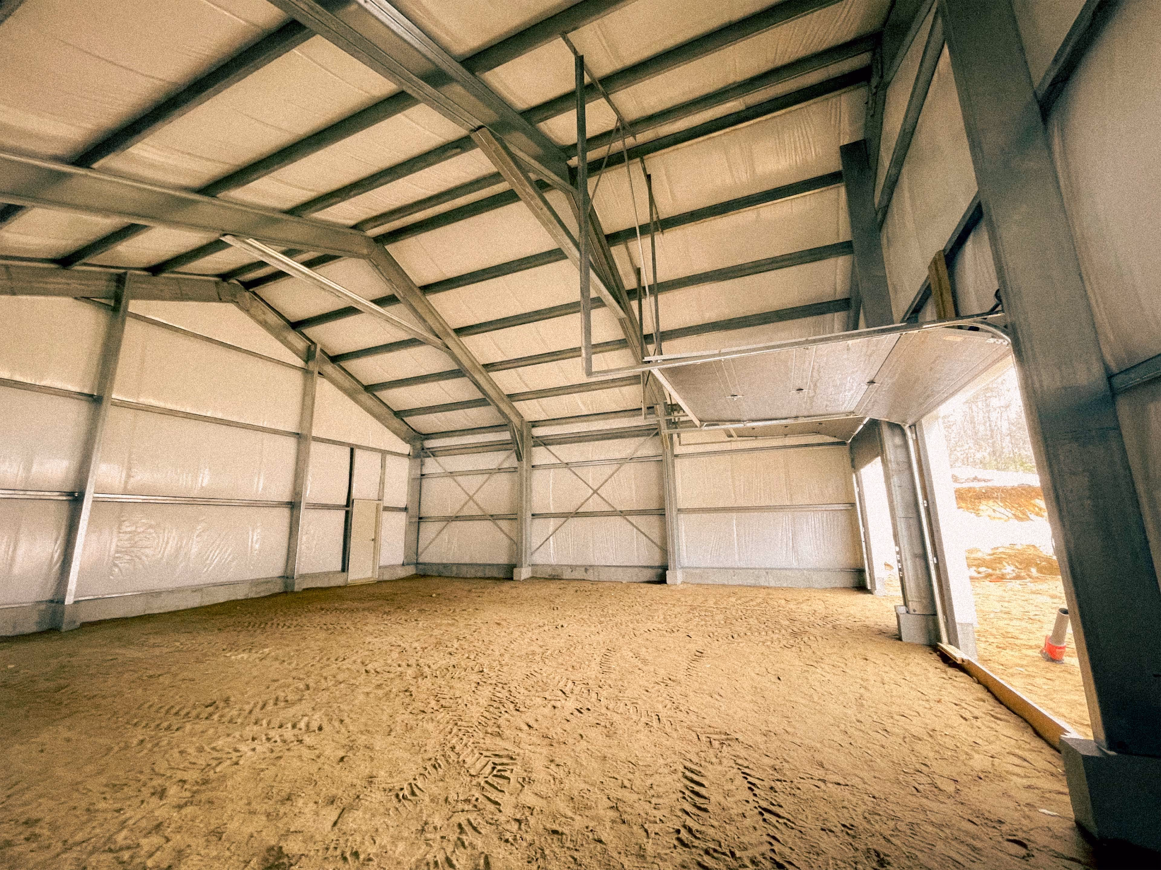 interior of a steel structure showing insulation