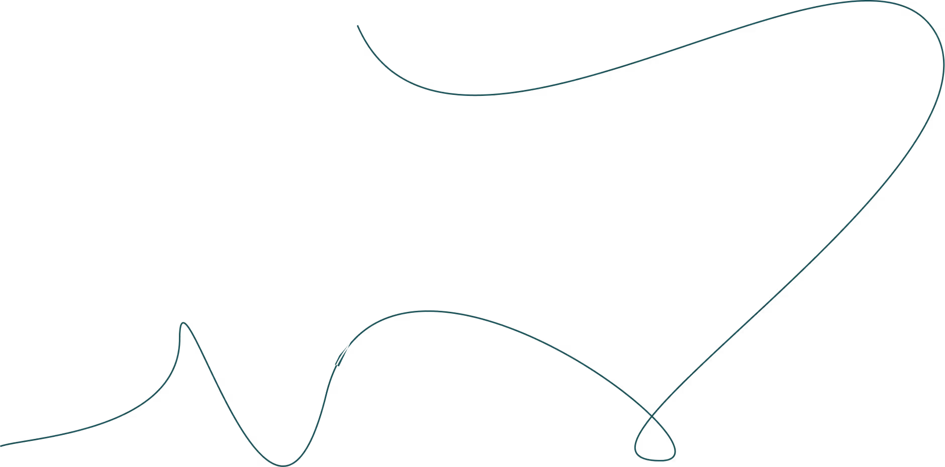 Curved, flowing black line with varying thickness on a white background.