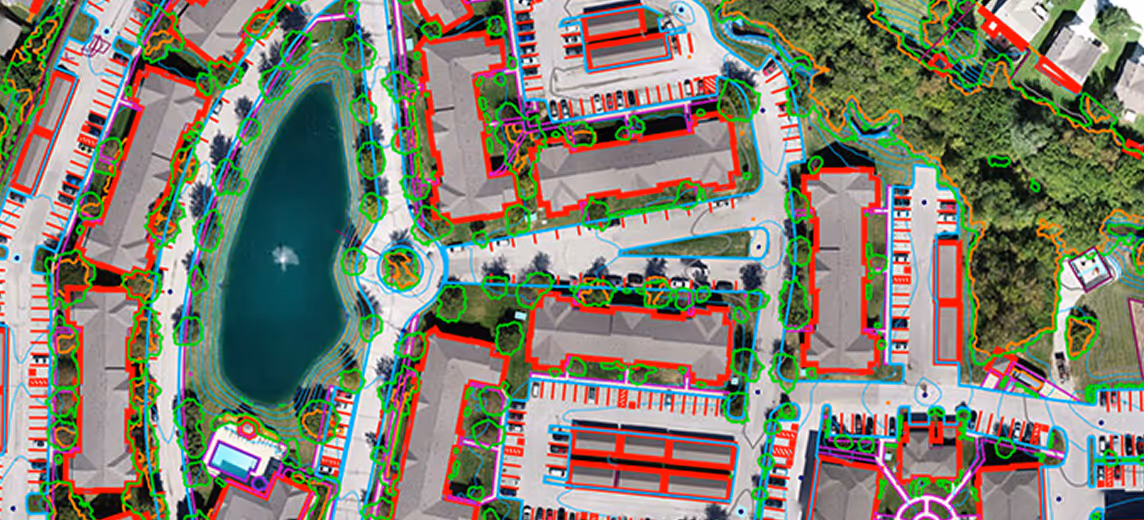 2D aerial map with line art