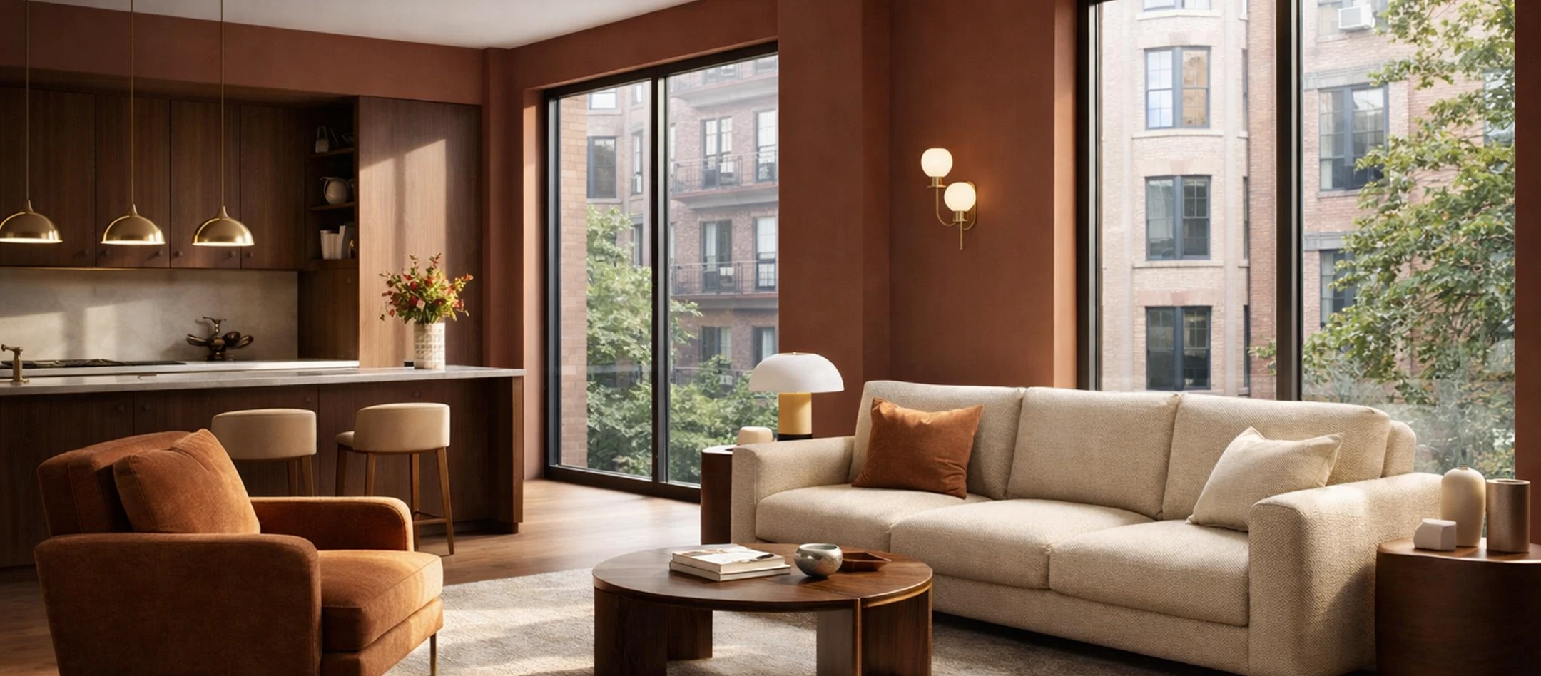 Kitchen with living room
