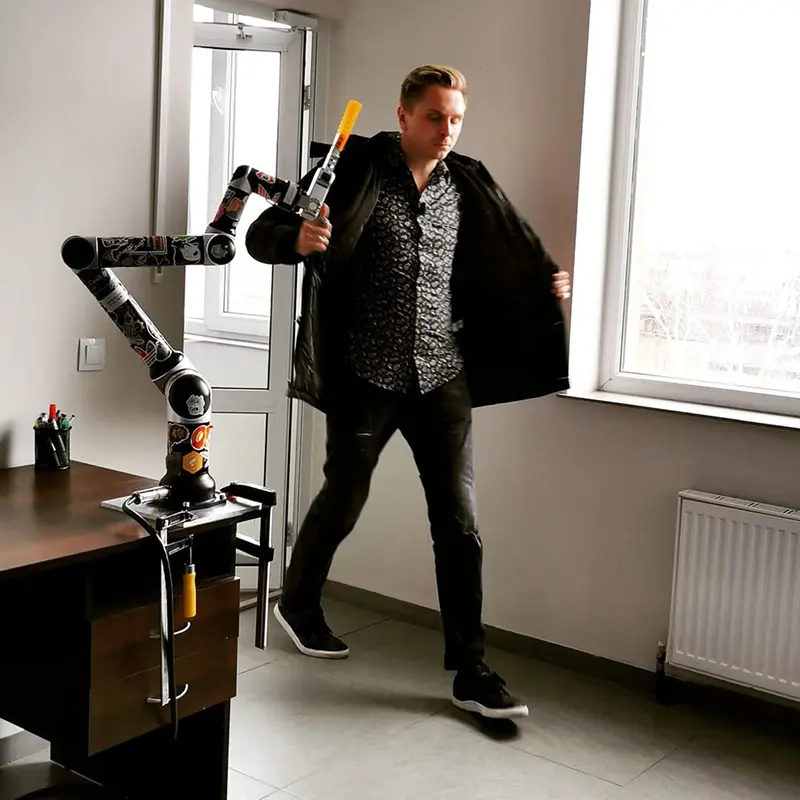 Flming my own YouTube show 'From the Production of Robotic Arms'