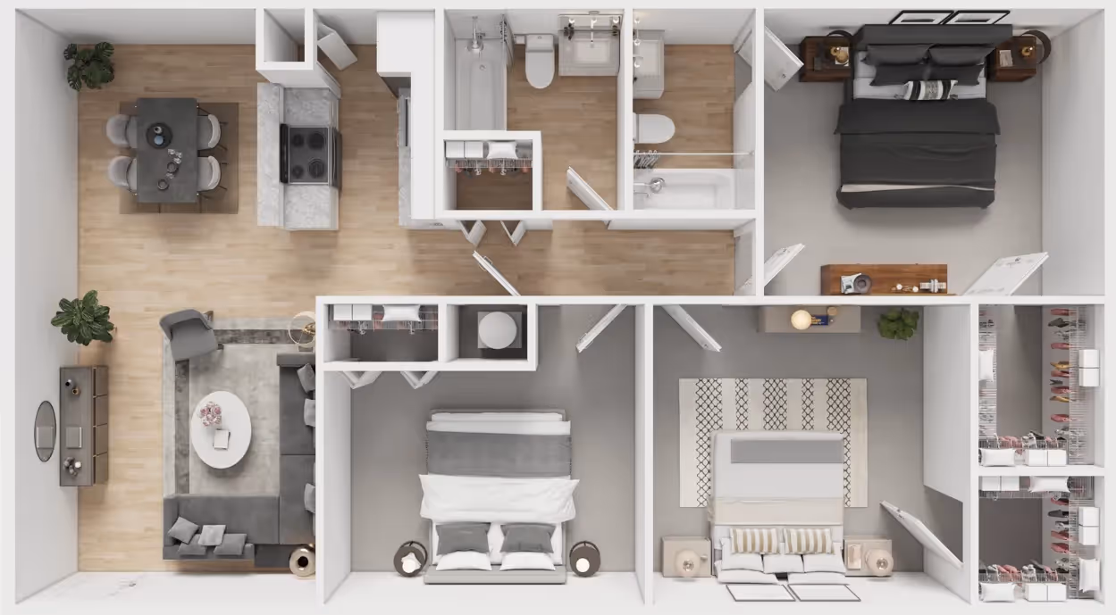 3 bed 2 bath floor plan layout