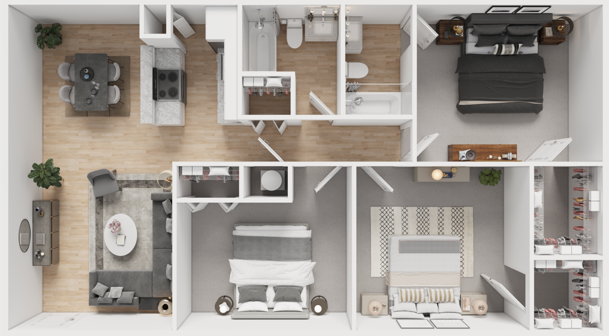 3 bed 2 bath floor plan layout