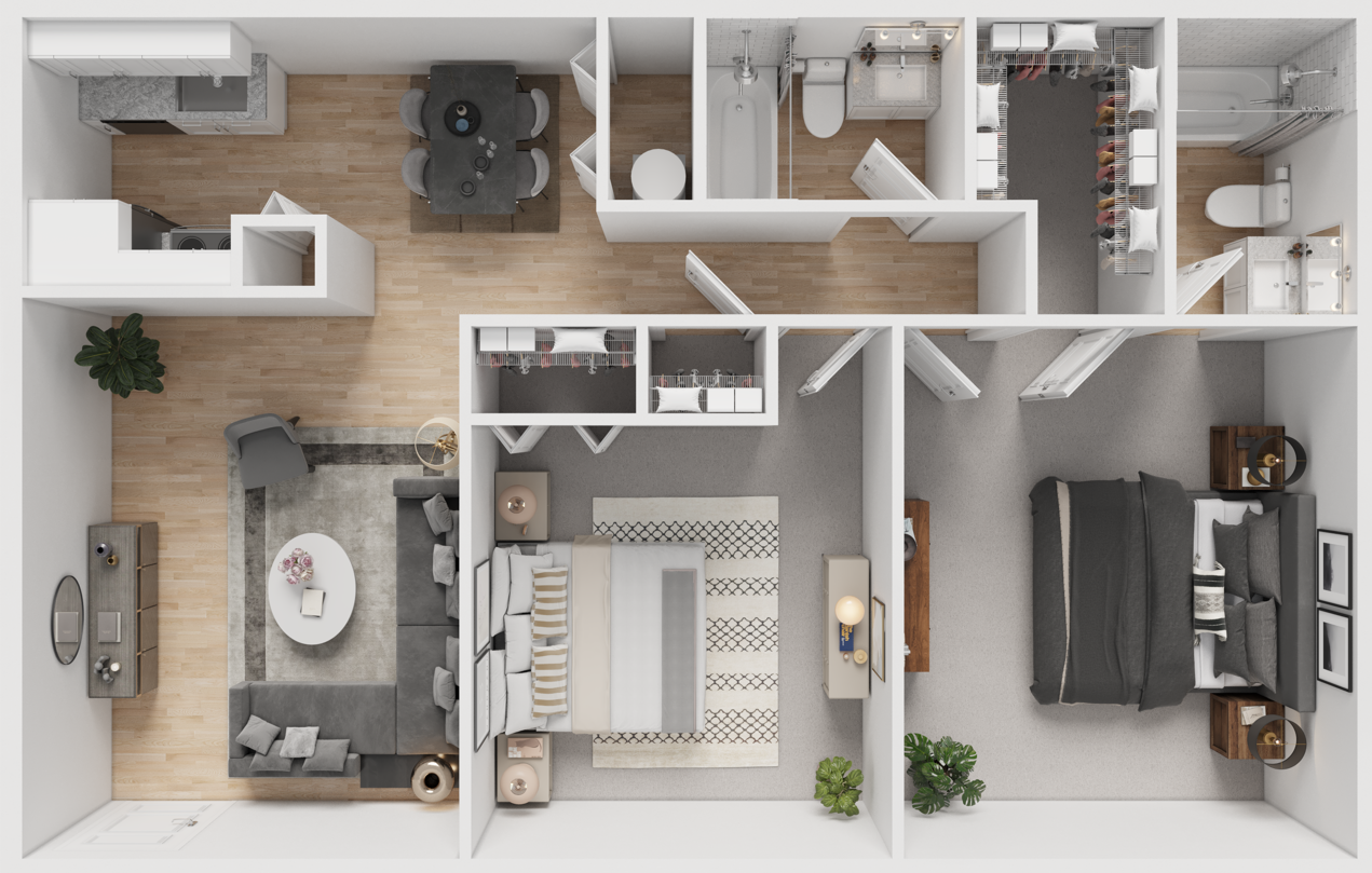 2 bed 2 bath floor plan layout