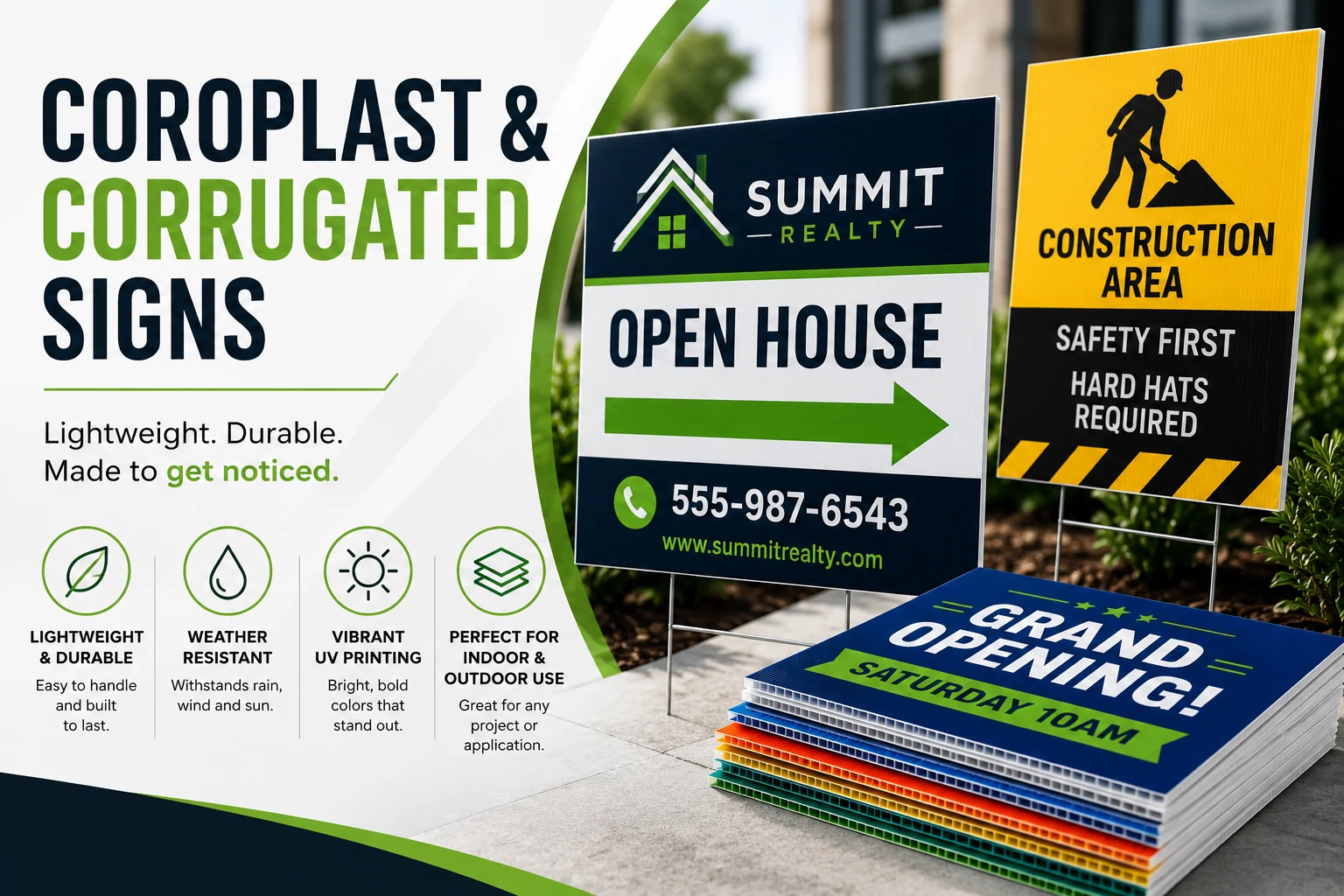 Custom coroplast and corrugated plastic yard signs