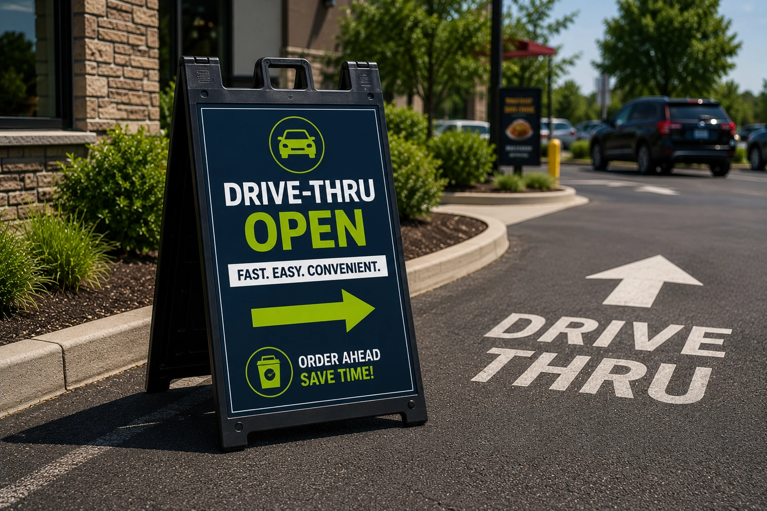 Custom asphalt and pavement signs for parking lots and walkways