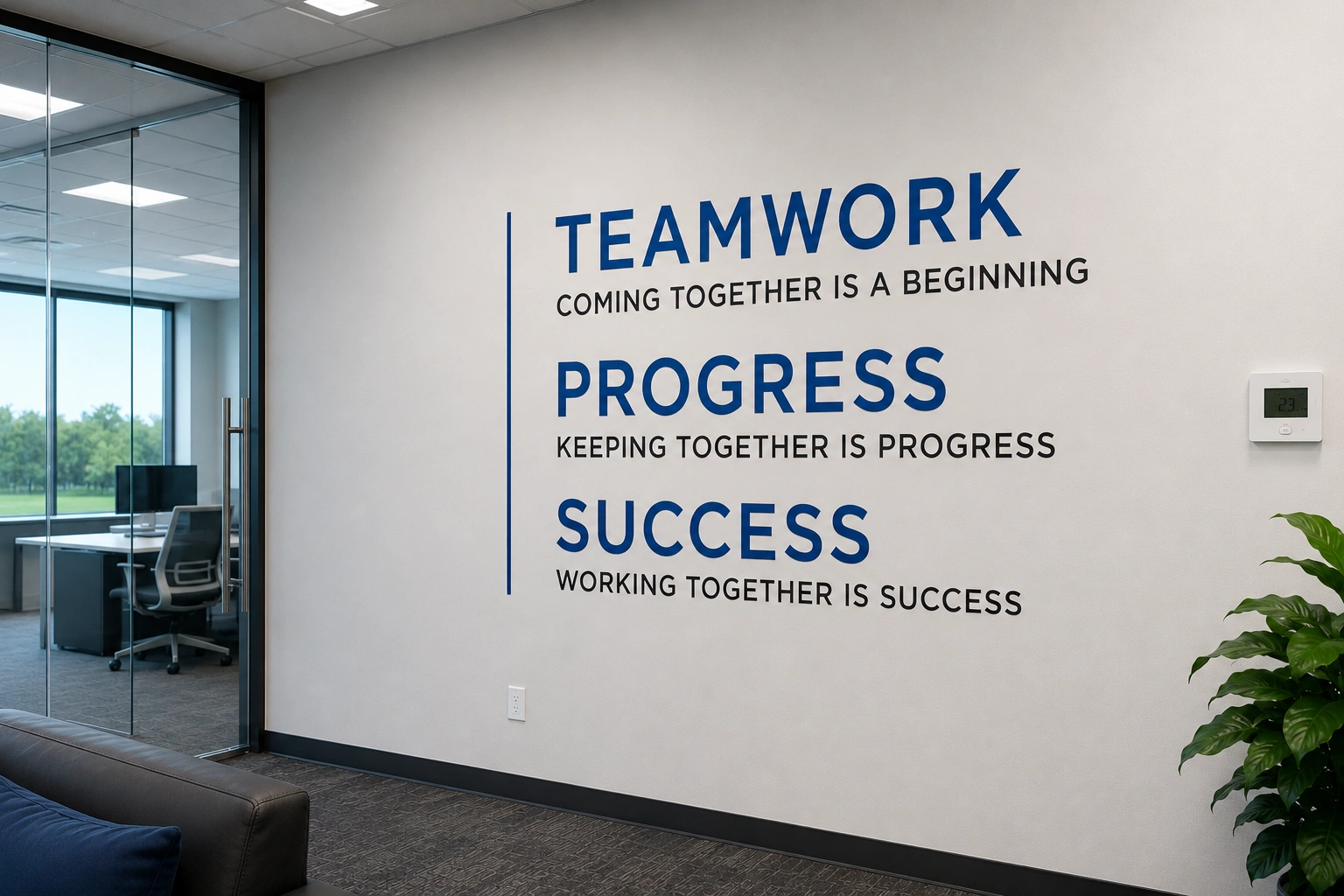 Custom wall graphics for branded office and business interiors