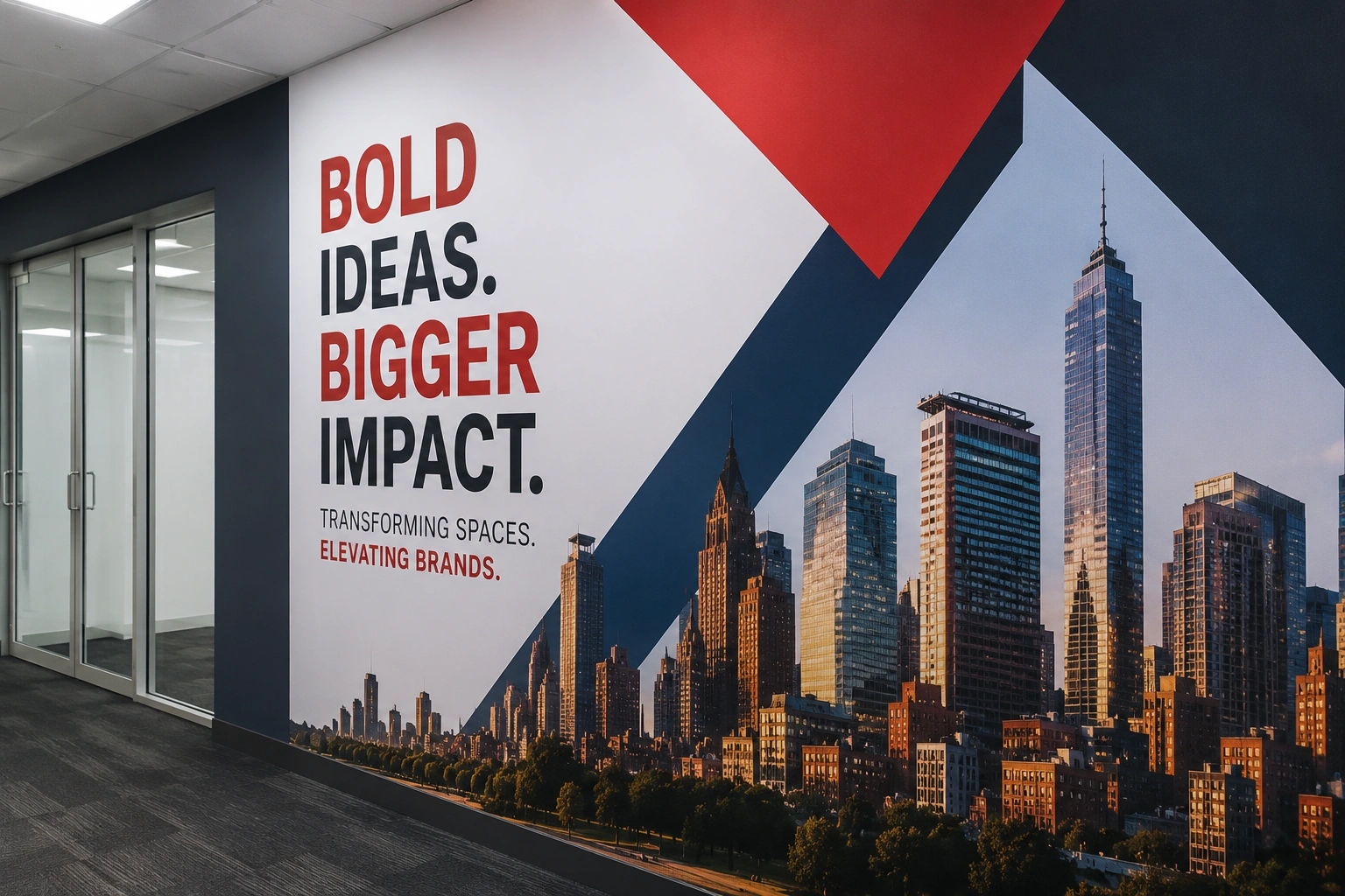 Custom murals for branded business interiors