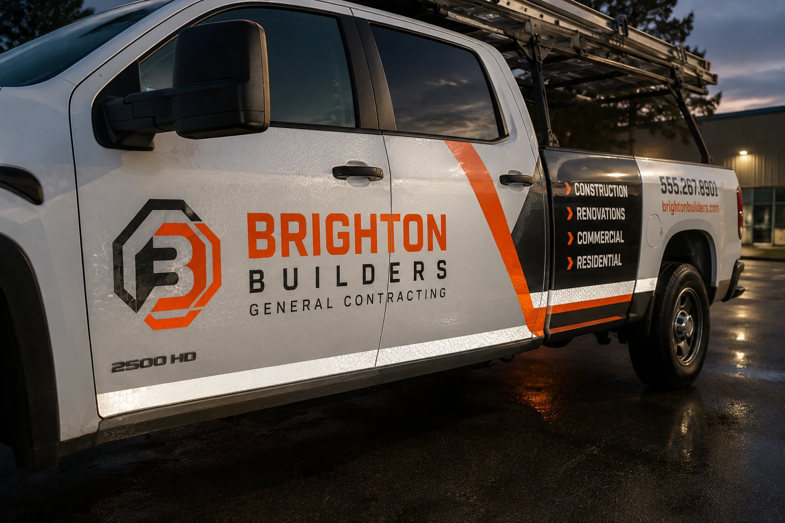 Custom reflective vehicle signage for work trucks fleets and safety vehicles