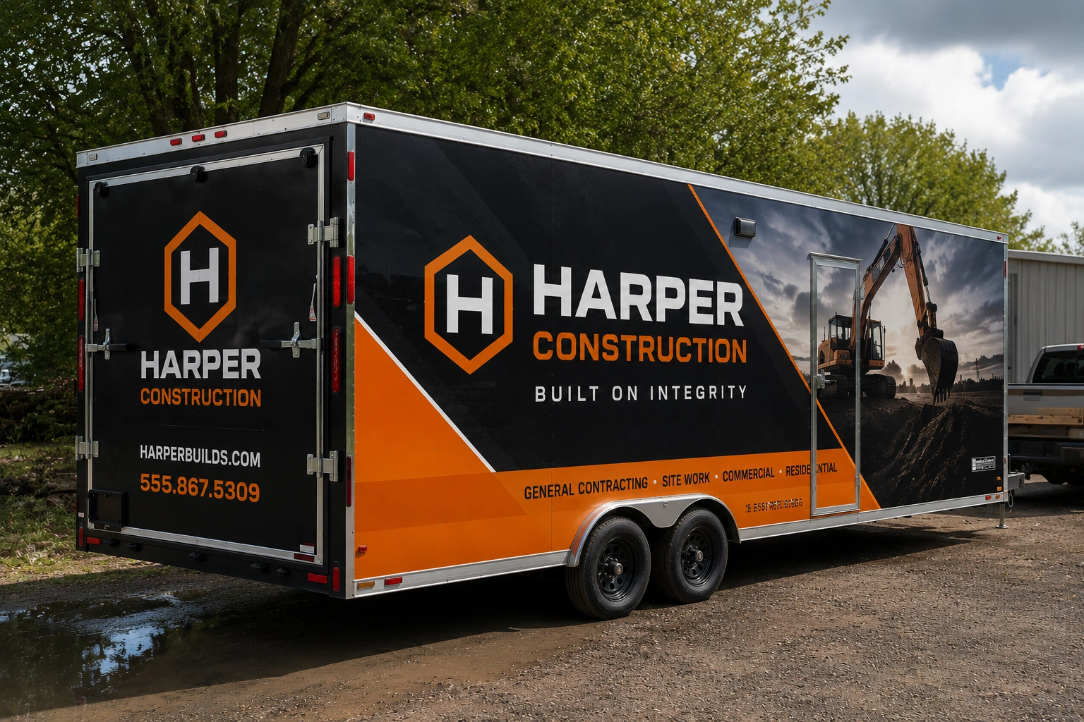 Custom trailer signs lettering decals and wraps for business trailers