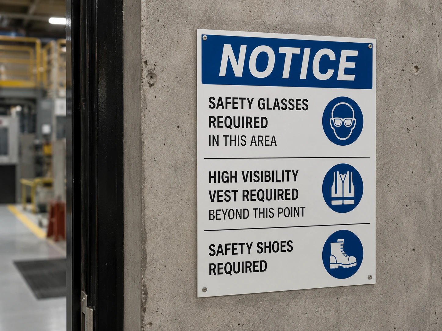 Custom safety and compliance signs for workplaces facilities and job sites
