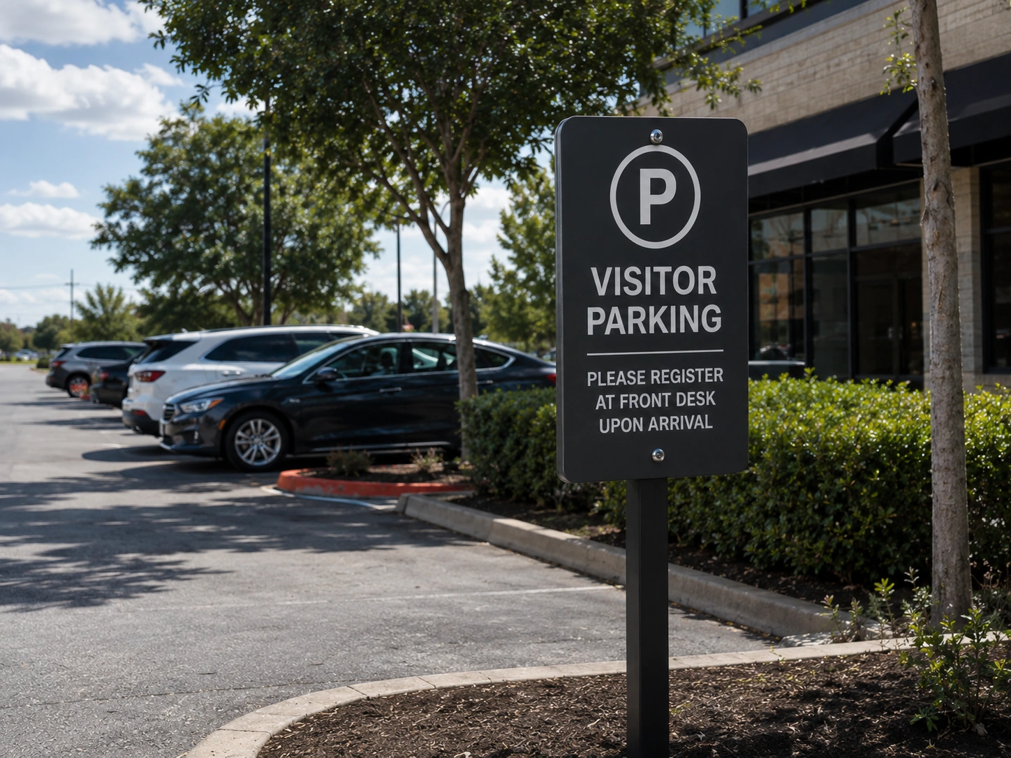 Custom parking lot signs for traffic flow property safety and visitor navigation