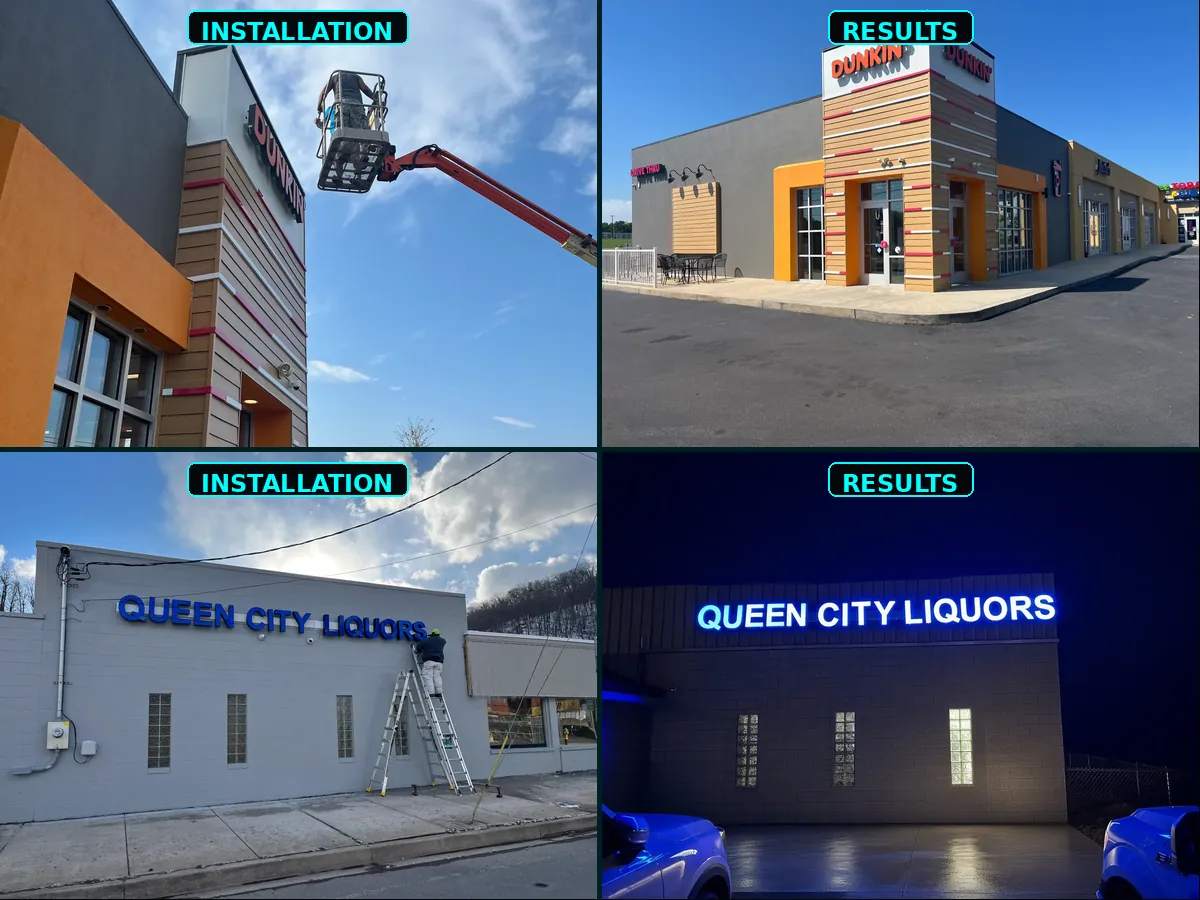 Business Sign Express illuminated sign installations and completed results